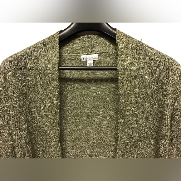 Kim Rogers chunky olive green cardigans, 3/4 sleeves, size Large - Picture 4 of 5